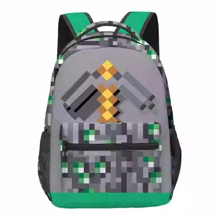 Kompatibel Minecraft-ryggsekk for gutter | Svart skolesekk for barn | Grønn Creeper Zombie Skeleton Enderman & Cave Spider{ee} K K