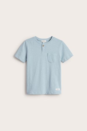 Newbie | T-shirt z kieszonką na piersi | Niebieski