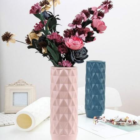 Blomsterarrangemang Behållare Kreativ Rak Vas Plast Heminredning(Rosa)