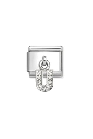CHARMS Letter cz & 925 Sterling Silver U