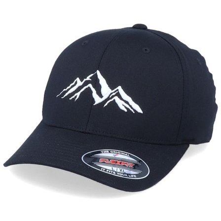 Iconic - Svart flexfit Keps - Mountain 3D Black Flexfit @ Hatstore