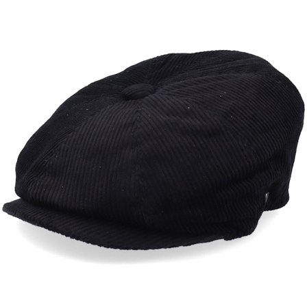 Jaxon & James - Musta flatcap Lippis - Corduroy Newsboy Cap Black Flat Cap @ Hatstore