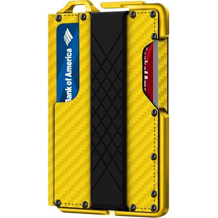 Taktisk minimalistisk pung til mænd, slank RFID-blokerende metal kortholder, forlomme Menu2019s læder Dapper Bifold pung med pengeseddelklemme