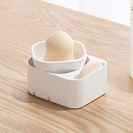 1 st Makeup Svamp Hållare Makeup Svamp Blender Fodral Makeup Puder Puff Torkning Behållare Torktumlare Organizer Display Stativ Tvättbar Återanvändbar