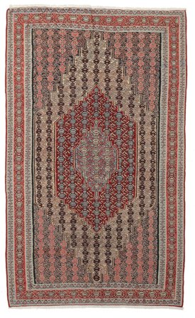 Kilim Senneh Fine Rug Hand Woven 148X245 Brown/Dark Red Persia