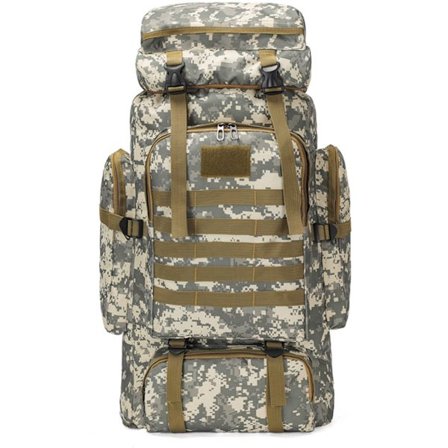 ING Vanntett Ryggsekk Stor Ryggsekk for Trekking med Oppgradert Slitesterk Glidelås og Søm System Ergonomisk Pustende Ryggpanel Kamuflasje 1-70L