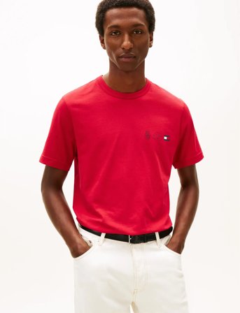 Tommy Hilfiger Small Crest Outline Tee - Red - M