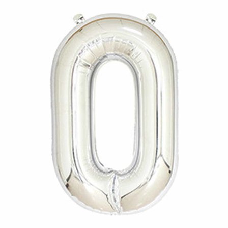 Big nummer ballon i sølv til fødselsdagsfest 102cm - 0