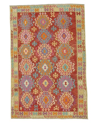 Hand Woven Kilim Afghan Old Style Rug 189X290 Wool Dark Red/Brown