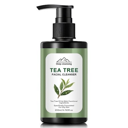 Tea Tree Ansiktsrens for Fet og Sensitiv Hud, 200ml Dyprensende Oljekontroll Formel med Vitamin B5 & Glyserin
