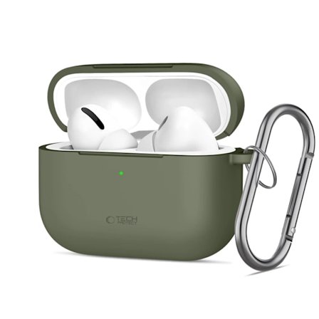 Tech-Protect Apple Airpods Pro 3 Skal Silikon Hook - Olive Grön