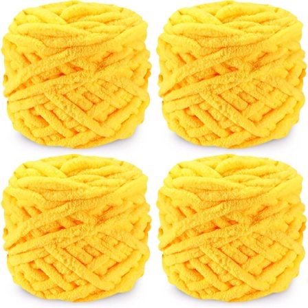 Garn 4 x 100g Flerfärgat Garn för Virkning, Mjukt Tjockt Garn, Gult