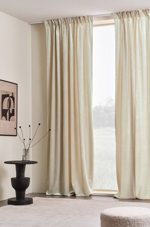 Jotex - Gardin Med Multifunksjonsbånd 2-pk Greige - SIMONE - Kjøp Fløyelsgardiner hos Jotex