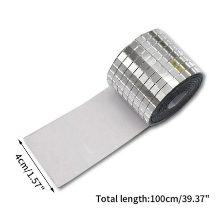 Spejl Mosaik Fliser Klistermærker DIY Selvklæbende Mini Firkantet Akryl Sølv 4*100cm