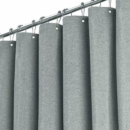 Extra Långt Duschdraperi 180 x 240 cm, Stort Duschdraperi i Lintrådstruktur med 12 Plastkrokar, Klassiskt Stort Duschdraperi i Polyestertyg