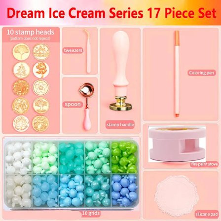 Wax Seal Stamp Set Lacquered Stamp Sealing Wax Kit DIY Craft Supplies Scrapbooking Christmas Wedding Invitation Decoration