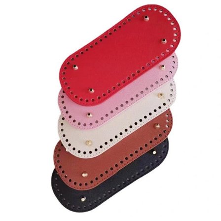 22×10CM Heklet Veske Bunn, 5 Stk Heklede Veske Bunner, PU Lær Heklet