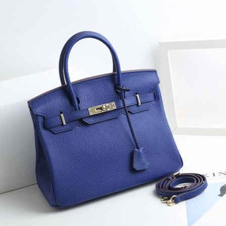 Elektrisk Blå Koskind Tote Taske Dame Pendler Crossbody Stil