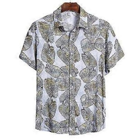 Sommar Kortärmad Blommig Skjorta Herr Trend Mode Strandstil Kavajskjorta