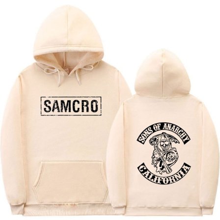 Sons Of Anarchy Samcro Hoodie Dobbeltsidet Print Hoodie Shirt Top Khaki