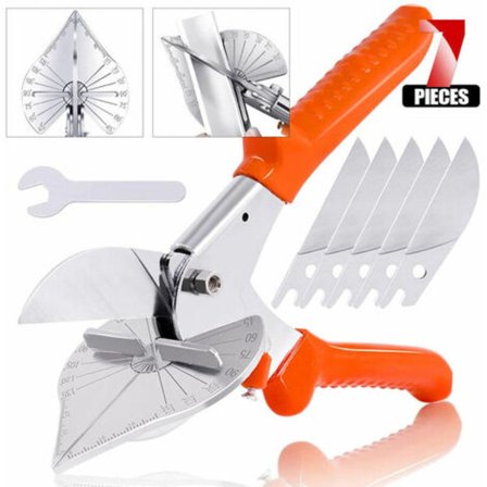 Multifunktionelle vinkelsakse, trådskæresaks med 5 ekstra klinger og skruenøgle 45 - 135 grader