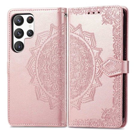 Etui til Samsung S25 Ultra Rose Gold koreansk flip-top multifunksjonelt lær