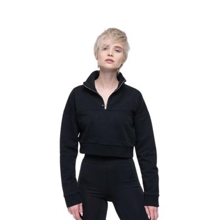 Filling Pieces, Cropped Zip Mock 85422201861 Zwart, Dames, Maat:L,Katoen