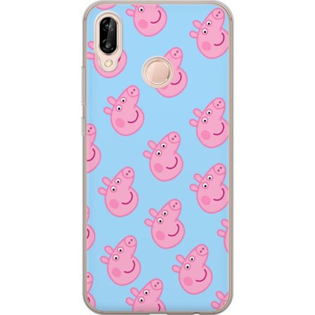 Kompatibel Mobilcover til Huawei P20 lite Peppa Pig baby figur i pastelfarver, sød tegnet børneillustration med blød minimalistisk stil