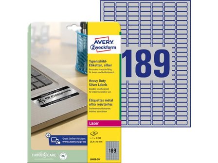 AVERY Etikett slitstark 25,4x10mm silver 3780/fp - Lyreco - Emballage och lagerutrustning - Etiketter och godsmärkning - Vattenfasta etiketter
