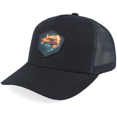 Kiddo Cap - Schwarz trucker Cap - Kids Hot Rod Car Patch Black Trucker @ Hatstore