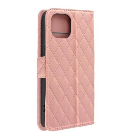 iPhone 15 etui Pung Quiltet Rhombic Design Geo Collection Pink Rosa