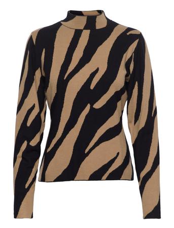 Talligz Jacquard Turtleneck Pullover Brun Gestuz
