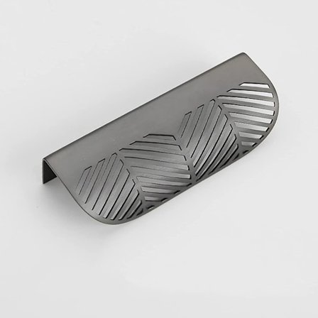 Zink-legeringskökshandtag Blad Låddörrknopp med skruvar Badrum Sovrum Möbelknopp (96mm, Grå)