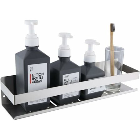 Selvklebende dusjhylle, ingen boring baderomshylle SUS304 rustfritt stål lim dusjhylle, børstet nikkel 40CM KLB