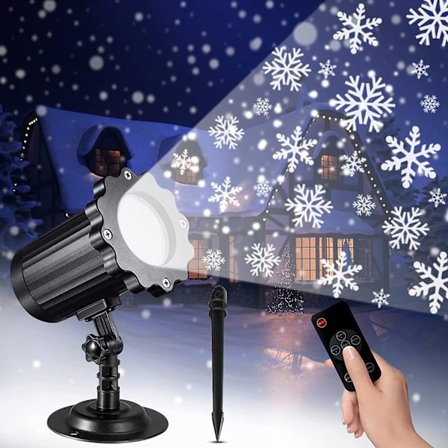 Ulkokäyttöön tarkoitettu joulunajan projektori, joulunajan projektori kaukosäätimellä, vedenpitävä IP65, lumihiutaleprojektori