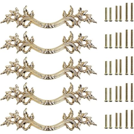 (Gull) 5 stk Vintage Dørhåndtak Retro Skap Dørknapp, Dekorere