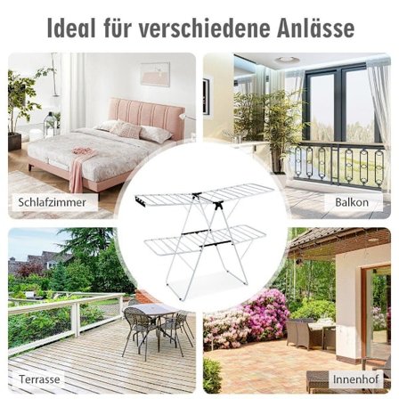 2-lags sammenfoldelig tørrestativ til tøj med justerbare vinger