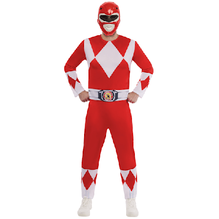 Mighty Morphin Power Rangers Unisex Vuxen Röd Power Ranger Kostym