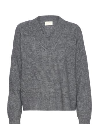 Vibrant Rib V-Neck Pullover Grå Moshi Moshi Mind