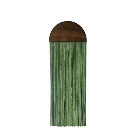 Trätavla med tofsar, enkel väggmatta, entrédekoration i ins-stil, handgjord halvcirkelformad trätofs väggbonad