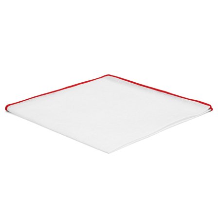 Biała poszetka z czerwonymi krawędziami dla mężczyzn - Jednokolorowe poszetki