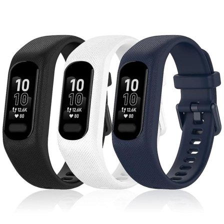 Blødt silikone armbånd til Garmin Vivosmart 5 ur, udskiftelig sportsrem i forskellige farver til Vivosmart 5, Sort Hvid Blå[D]