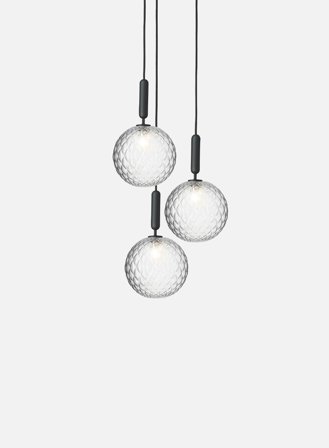 Miira 3 large pendel - rock grey/optisk glass