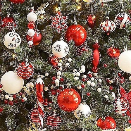 24 stk 6 cm knusebestandige julekuler til trepynt