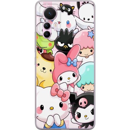 Kompatibelt Mobildeksel til Xiaomi 12 Lite Tett mønster av søte figurer med store øyne i ulike farger og uttrykk med LABUBU-tekst