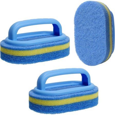 3 stk. rengøringssvamp med håndtag, badsvampe til rengøring af kraftige, ikke-ridser skuresvamp gulv væg fuge køkkenvask rengøringsbørste
