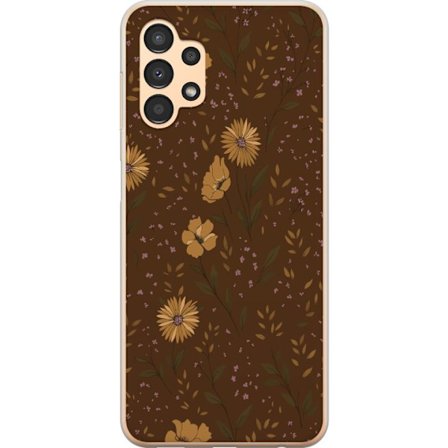 Kompatibelt Mobilskal till Samsung Samsung Galaxy A13 Bruna blommor retro blommönster blommig design 70-tals vintagestil mönster bohemisk tapetinspi