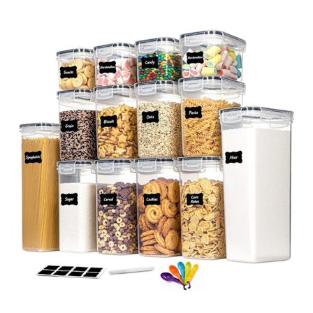 Sæt med 14 lufttætte opbevaringsbeholdere med låg – Etiketter, tusch