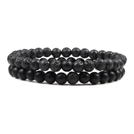 Set Armband Par Avstånd Svart Vit Naturlig Lavasten Tiger Eye Beaded Yoga Armband för män Kvinnor Elastiskt rep Smycken 6mm Matte-lava