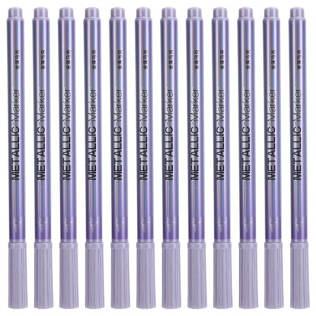 12 stk. Metallisk Marker Paint Pen Enkeltfarge Permanent Blekk Ultra Fin Spiss Kunstutstyr Lilla